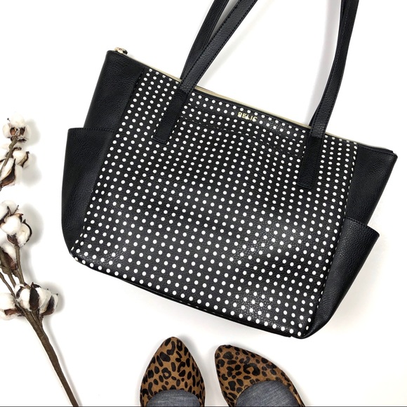 Relic Handbags - Relic Black & White Polka Dot Leather Shoulder Bag